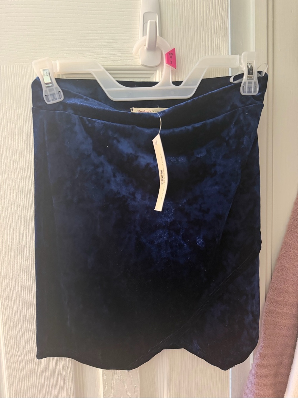 Crushed Velvet Mini Skirt in Dark Blue